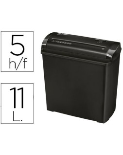 Destructora de documentos fellowes p-25s capacidad de corte 5 hojas corte en tiras papelera 11 litros