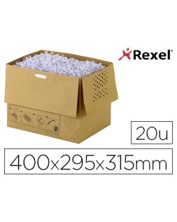 Bolsa de residuos rexel reciclable para destructora auto+300x capacidad 40 l pack de 20 unidades 400x295x315 mm