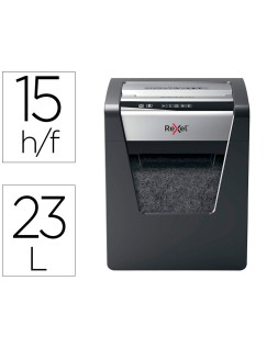 Destructora de documentos rexel momentum x415 capacidad de corte 15 hojas destruye grapas y clips papelera 23 l