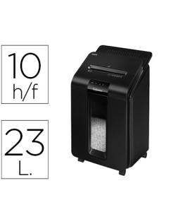 Destructora de documentos fellowes auto+100m capacidad de corte 100 hojas destruye grapas clips y tarjetas 23l
