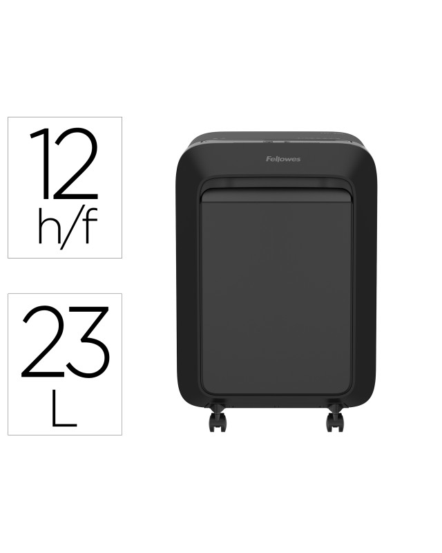 Destructora de documentos fellowes lx211 capacidad de 15 hojas seguridad p5 negra papelera 23 l grapas