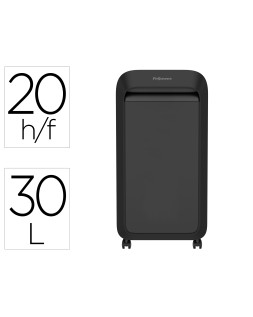 Destructora de documentos fellowes lx221 capacidad de corte 20h seguridad p5 clips grapas y tarjetas 30l negra