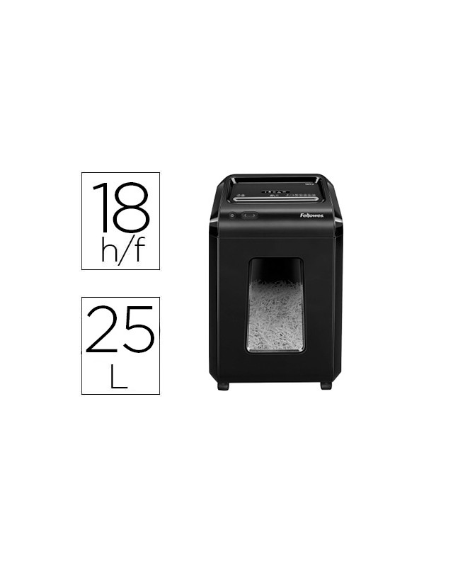 Destructora de documentos fellowes 92cs capacidad 18 hojas seguridad p4 papelera 25 l destruye grapas clips cd