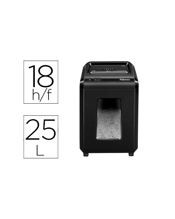 Destructora de documentos fellowes 92cs capacidad 18 hojas seguridad p4 papelera 25 l destruye grapas clips cd