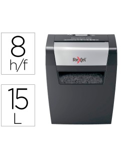 Destructora de documentos rexel momentum x308 capacidad de corte 8 hojas destruye grapas y clips 15 litros