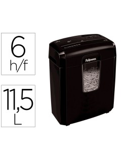 Destructora de documentos fellowes lx-25m capacidad 6h p4 destruye grapas clips y tarjeta papelera 11,5 l