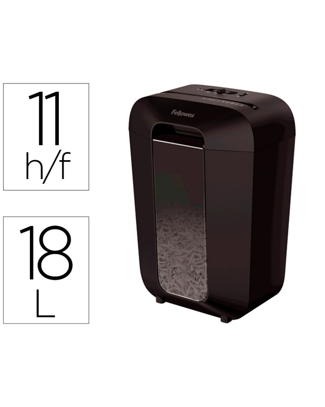 Destructora de documentos fellowes lx-70d capacidad 11h seguridad p4 destruye grapas clips y tarjeta papelera 18 l