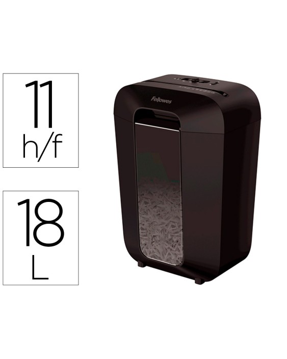 Destructora de documentos fellowes lx-70d capacidad 11h seguridad p4 destruye grapas clips y tarjeta papelera 18 l
