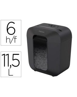 Destructora de documentos fellowes lx25 capacidad 6h seguridad p4 grapas clips y tarjetas papelera 11,5 l