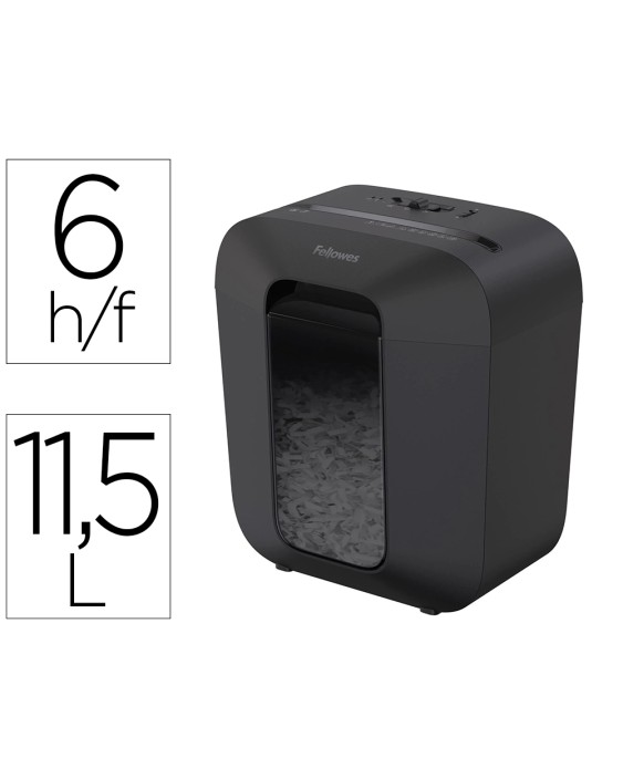 Destructora de documentos fellowes lx25 capacidad 6h seguridad p4 grapas clips y tarjetas papelera 11,5 l