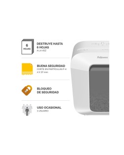 Destructora de documentos fellowes lx25 capacidad 6h seguridad p4 destruye grapas clips y tarjetas