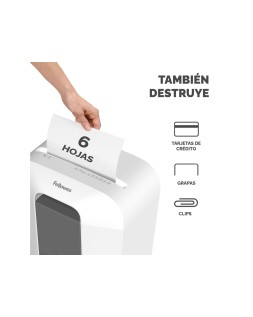 Destructora de documentos fellowes lx25 capacidad 6h seguridad p4 destruye grapas clips y tarjetas