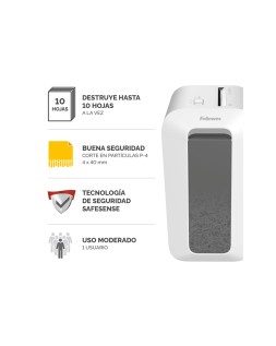 Destructora de documentos fellowes lx65 capacidad 10h seguridad p4 destruye grapas clips y tarjetas