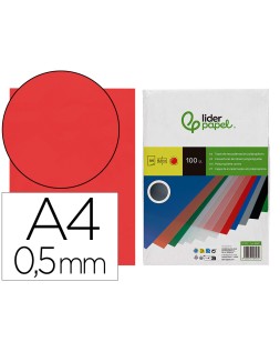 Tapa encuadernacion liderpapel polipropileno a4 0.5 mm rojo translucido paquete de 100 unidades