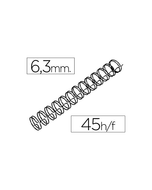 Espiral wire 3:1 6,3 mm n.4 negro capacidad 45 hojas caja de 100 unidades