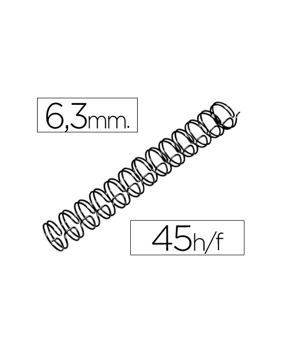 Espiral wire 3:1 6,3 mm n.4 negro capacidad 45 hojas caja de 100 unidades