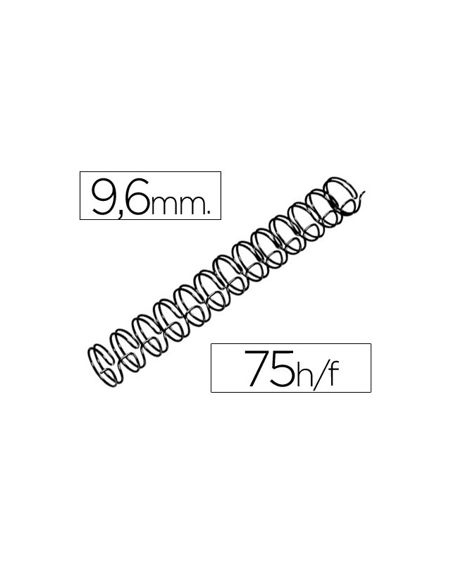 Espiral wire 3:1 9,6 mm n.6 negro capacidad 75 hojas caja de 100 unidades