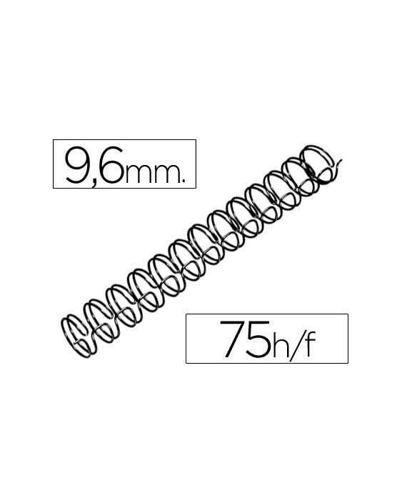 Espiral wire 3:1 9,6 mm n.6 negro capacidad 75 hojas caja de 100 unidades