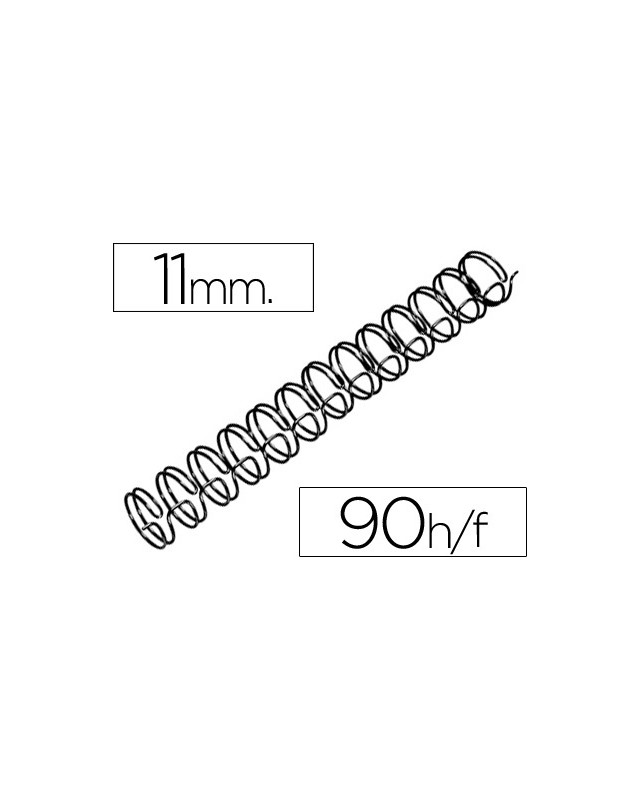 Espiral wire 3:1 11 mm n.7 negro capacidad 90 hojas caja de 100 unidades