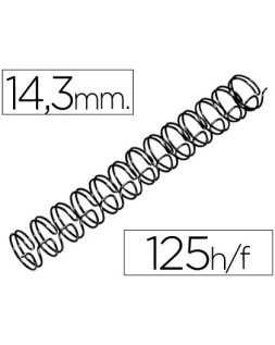 Espiral wire 3:1 14,3 mm n.9 negro capacidad 125 hojas caja de 100 unidades