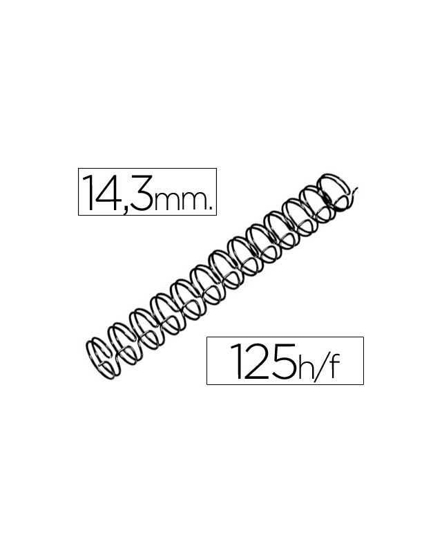 Espiral wire 3:1 14,3 mm n.9 negro capacidad 125 hojas caja de 100 unidades