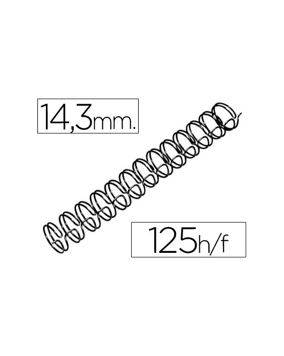 Espiral wire 3:1 14,3 mm n.9 negro capacidad 125 hojas caja de 100 unidades