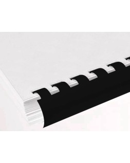 Canutillo q-connect redondo 16 mm plastico negro capacidad 145 hojas caja de 50 unidades