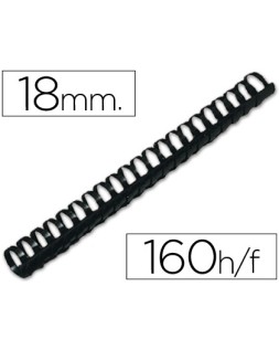 Canutillo q-connect redondo 18 mm plastico negro capacidad 160 hojas caja de 50 unidades