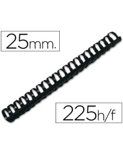 Canutillo q-connect redondo 25 mm plastico negro capacidad 225 hojas caja de 50 unidades