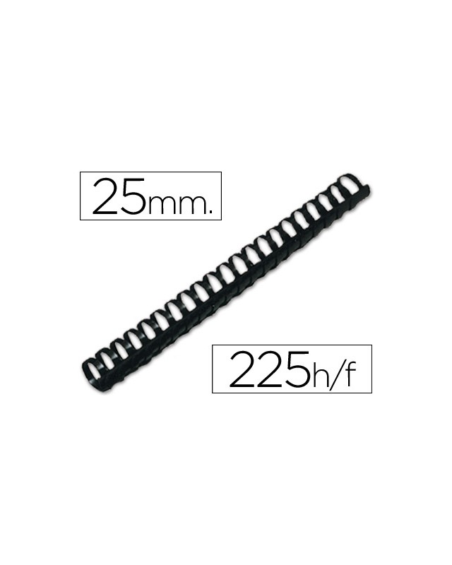 Canutillo q-connect redondo 25 mm plastico negro capacidad 225 hojas caja de 50 unidades