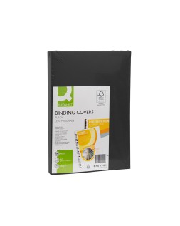 Tapa de encuadernacion q-connect carton din a4 negro simil piel 250 gr caja de 100 unidades