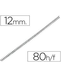 Espiral metalico q-connect 64 5:1 12 mm 1mm caja de 200 unidades