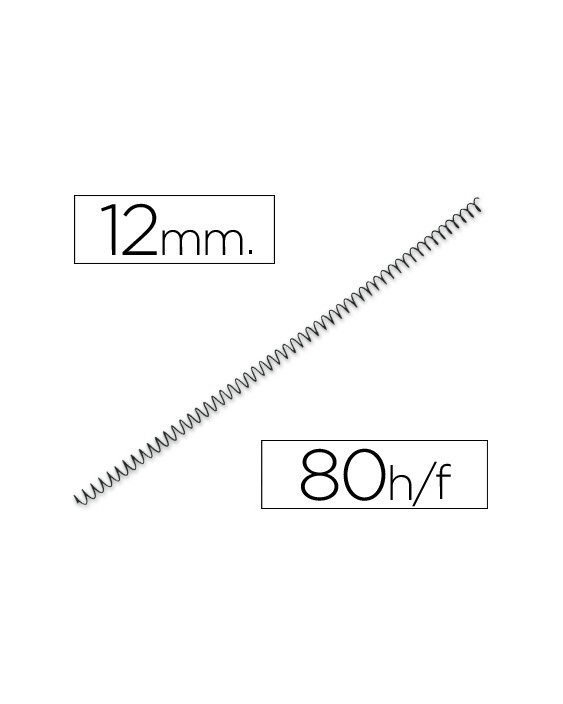 Espiral metalico q-connect 64 5:1 12 mm 1mm caja de 200 unidades