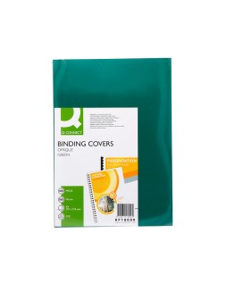 Tapa de encuadernacion q-connect pvc din a4 opaca verde 180 micras caja de 100 unidades
