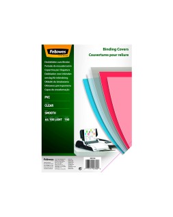 Tapa de encuadernacion fellowes din a4 pvc 150 micras transparente pack de 100 unidades