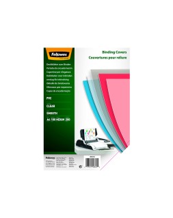 Tapa de encuadernacion fellowes din a4 pvc transparente cristal 200 micras pack de 100 unidades