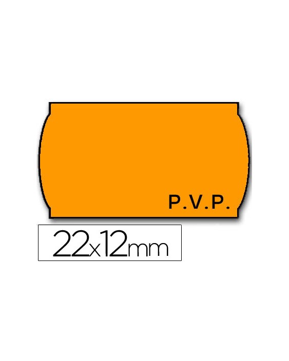 Etiquetas meto onduladas 22x12 mm pvp naranja fluor adh.2 rollo 1500 etiquetas