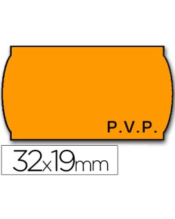 Etiquetas meto onduladas 32x19 mm pvp adh.2 fluor naranja rollo 1000 etiquetas