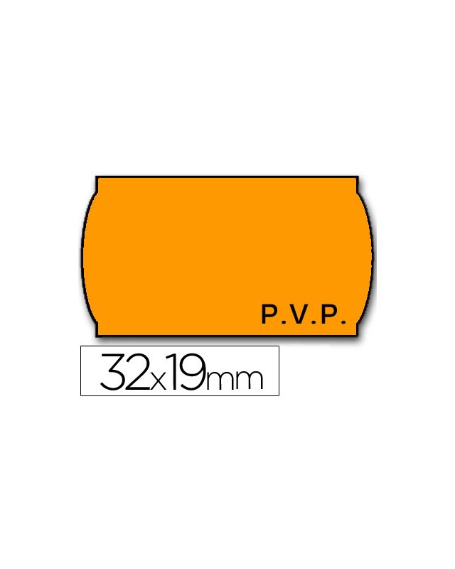 Etiquetas meto onduladas 32x19 mm pvp adh.2 fluor naranja rollo 1000 etiquetas