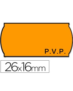 Etiquetas meto onduladas 26x16 mm pvp adh.2 fluor naranja rollo 1200 etiquetas