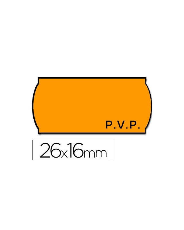 Etiquetas meto onduladas 26x16 mm pvp adh.2 fluor naranja rollo 1200 etiquetas