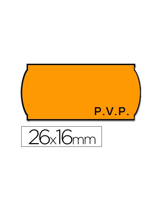 Etiquetas meto onduladas 26x16 mm pvp adh.2 fluor naranja rollo 1200 etiquetas