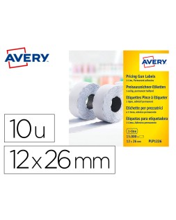 Etiqueta avery 1 linea adhesivo permanente 26x12 mm blanca rollo 1500 unidades caja de 10 unidades