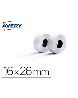 Etiqueta avery ondulada blanca permanente 26x16 mm para etiquetadora pl21/18 caja de 10 rollos de 1200 etiqietas