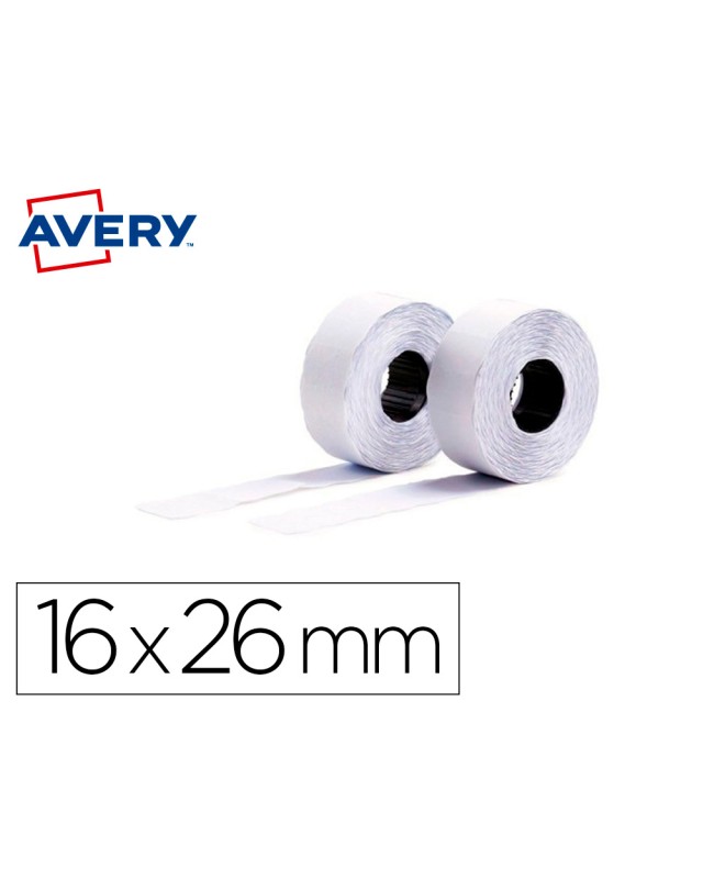 Etiqueta avery ondulada blanca permanente 26x16 mm para etiquetadora pl21/18 caja de 10 rollos de 1200 etiqietas