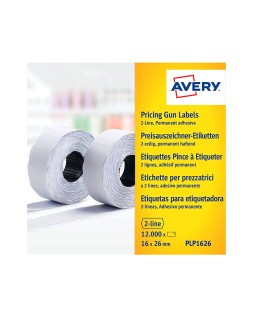 Etiqueta avery ondulada blanca permanente 26x16 mm para etiquetadora pl21/18 caja de 10 rollos de 1200 etiqietas