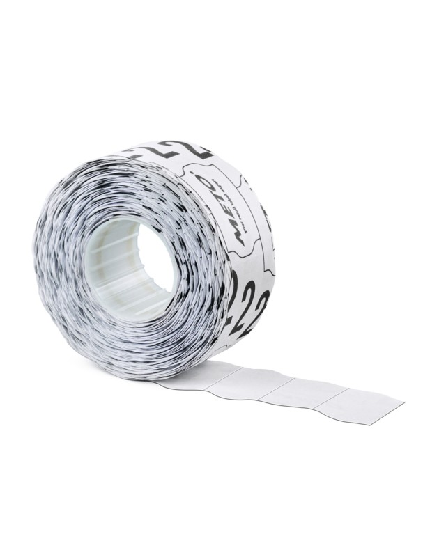 Etiquetas meto blanca 26x16 mm troqueladas adhesivo permanente caja de 6 rollos de 1000 unidades