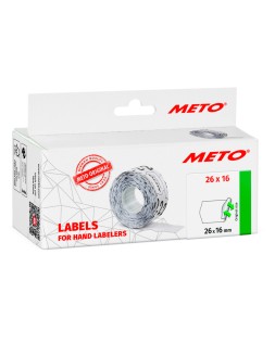 Etiquetas meto blanca 26x16 mm troqueladas adhesivo permanente caja de 6 rollos de 1000 unidades
