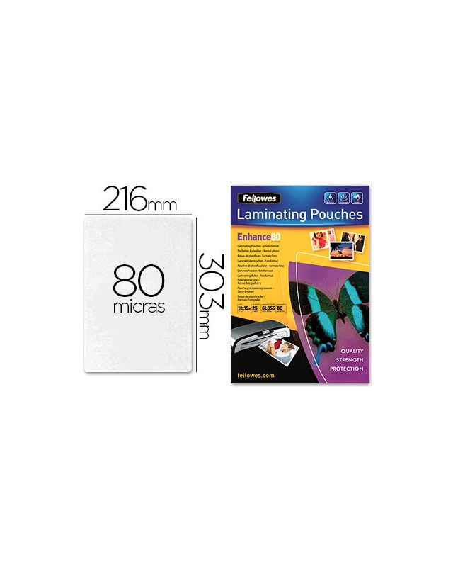 Bolsa de plastificar fellowes brillo din a4 80 mc pack 25 unidades