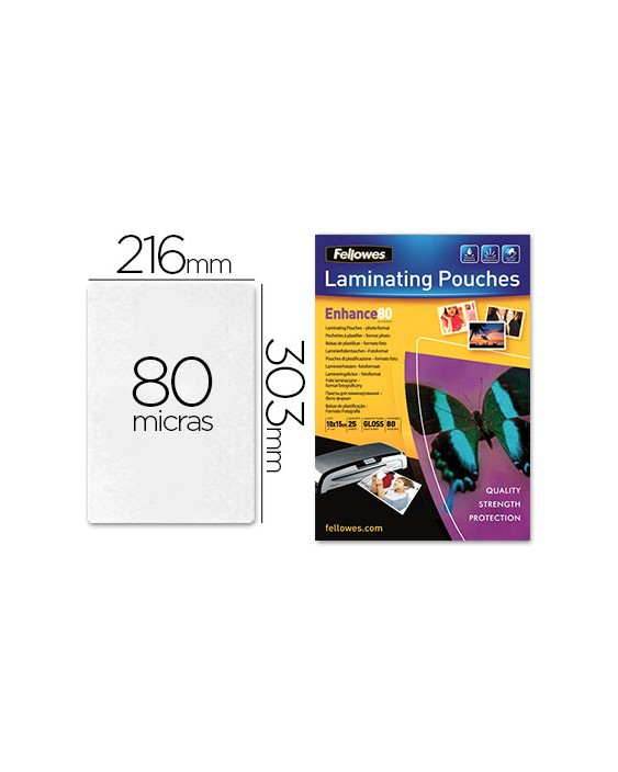 Bolsa de plastificar fellowes brillo din a4 80 mc pack 25 unidades